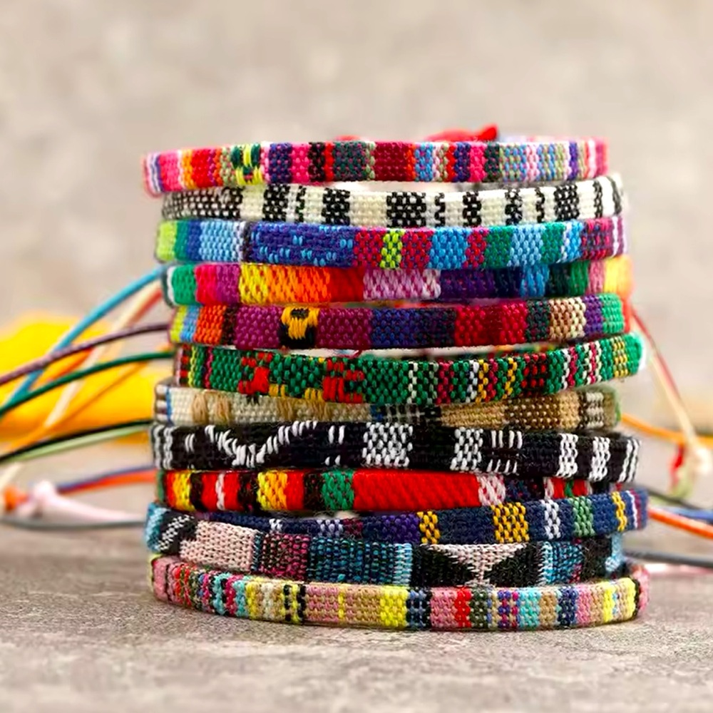 12 Colorful Woven Friendship Bracelets - Picture 1 of 5